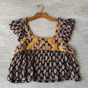 Free People Day Trippin Top in Black Combo size XS